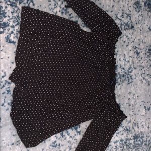 black with white polkadots off shoulder shirt
